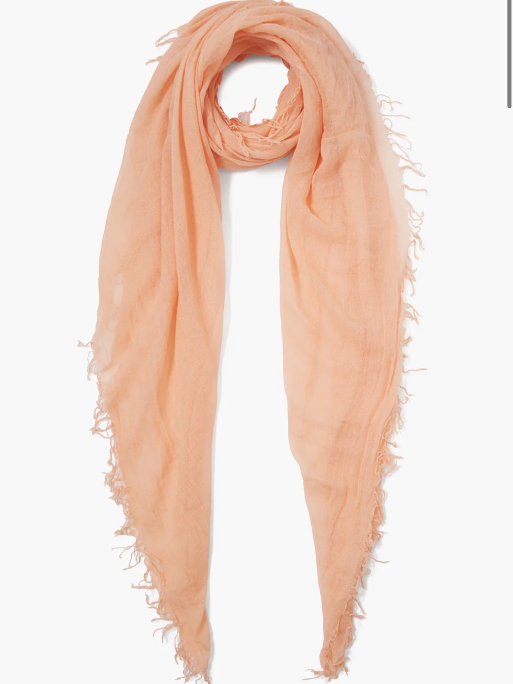 Theory Peach Featherlight Cashmere and Viscose luxurious Fringed Scarf